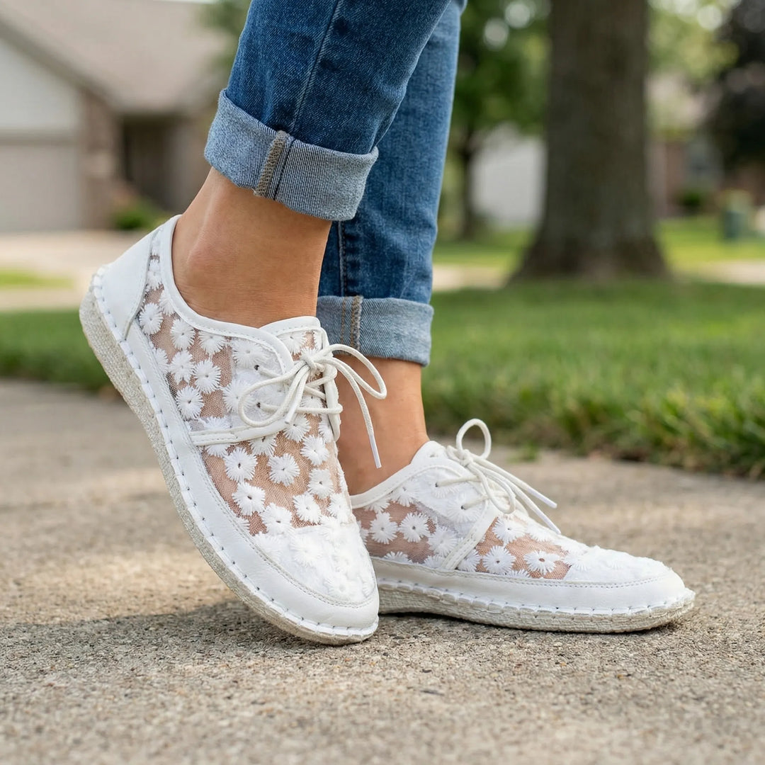 Blossomex - Embroidered Lace-Up Women's Sneaker