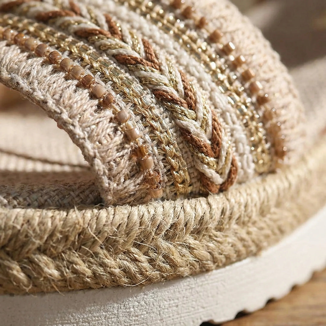 Bohevia - Sandalo con zeppa boho a punta aperta