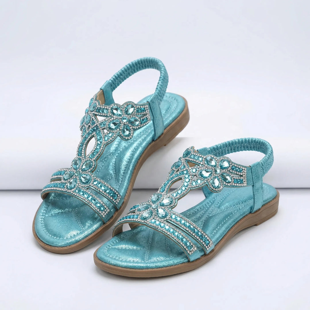 Bohvara - Embellished Open-Toe Boho Flat Sandal