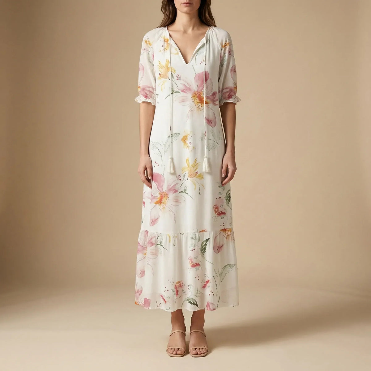 Abito Maxi Boho con Stampa Floreale
