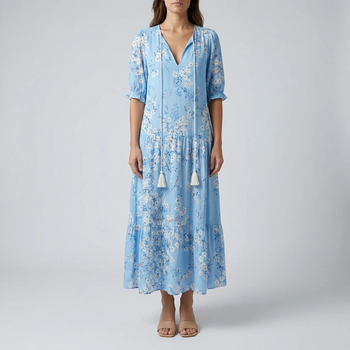 Abito Maxi Boho con Stampa Floreale