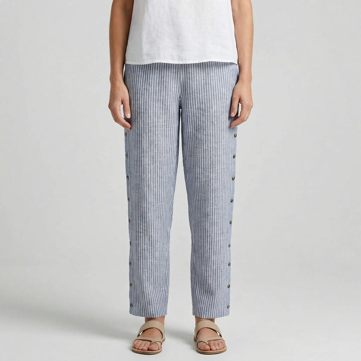 Breevia - Pantaloni casual a righe a gamba larga e vestibilità ampia