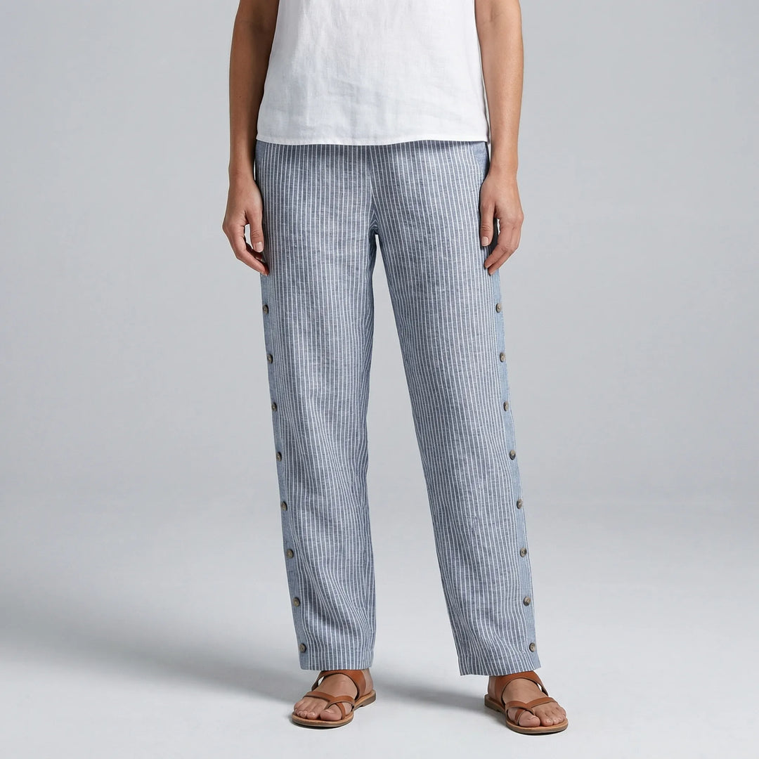 Breevia - Pantaloni casual a righe a gamba larga e vestibilità ampia