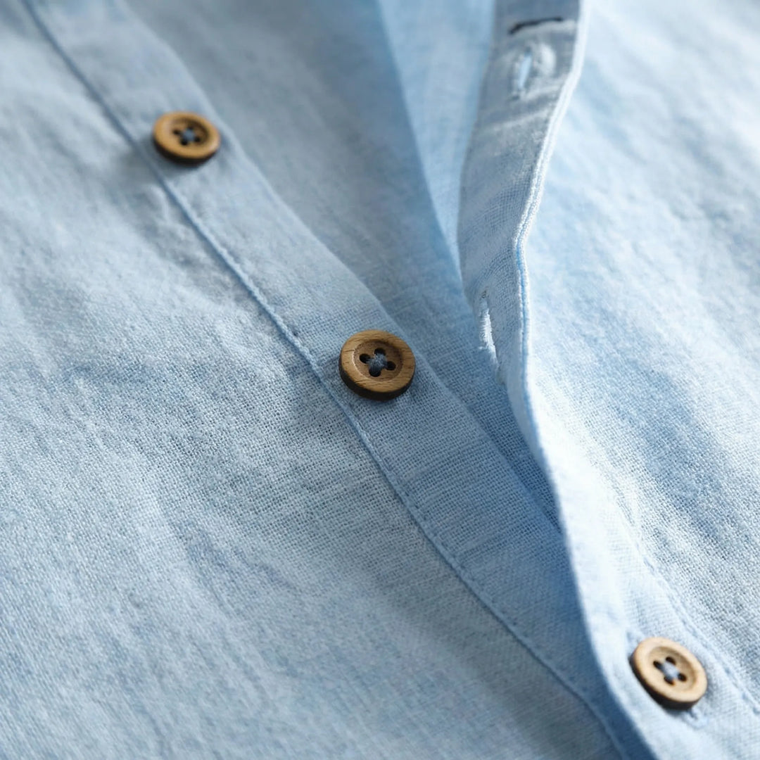 Briston - Camicia a maniche lunghe senza colletto stile Henley