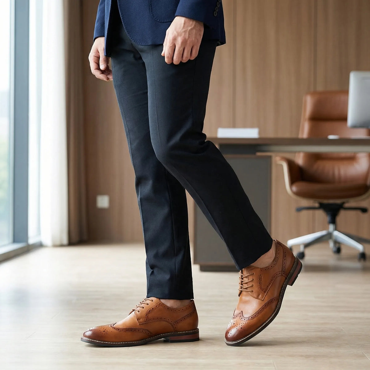 Scarpa Oxford Brogue Wingtip Classica per Uomini