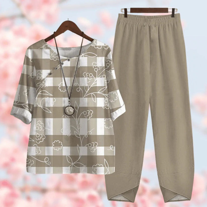 Set a due pezzi con motivi floreali vintage
