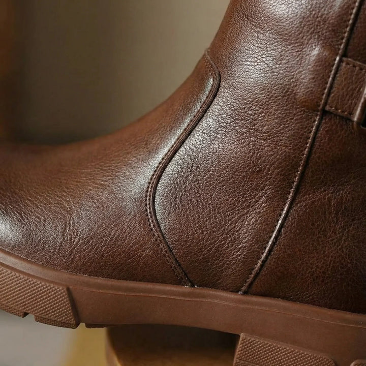 Broxenne - Stivaletto con tacco a blocco a metà caviglia d'ispirazione vintage