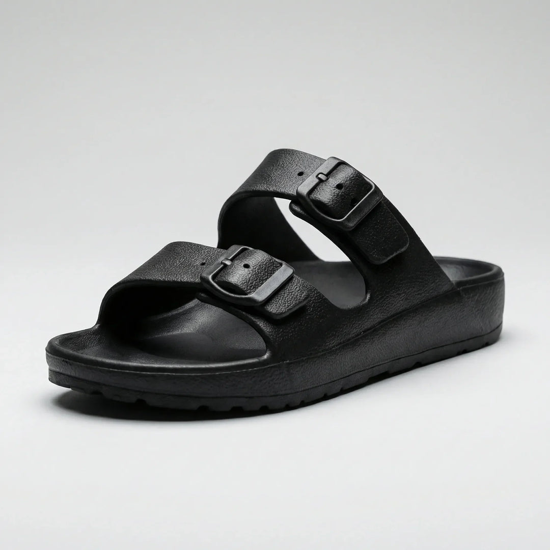 Buckivo - Double Buckle Open-Toe Slide Sandal