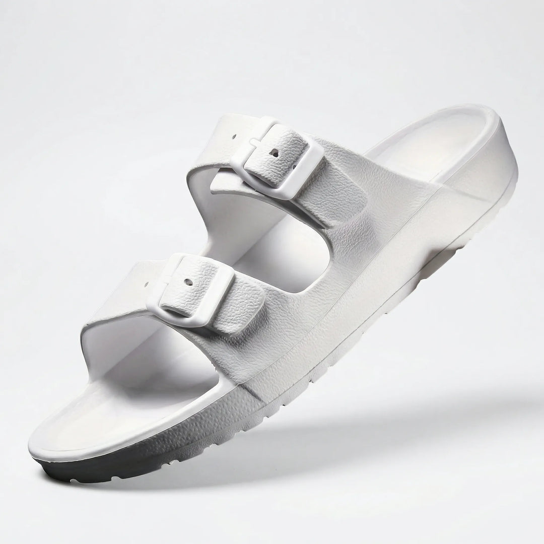 Buckivo - Double Buckle Open-Toe Slide Sandal
