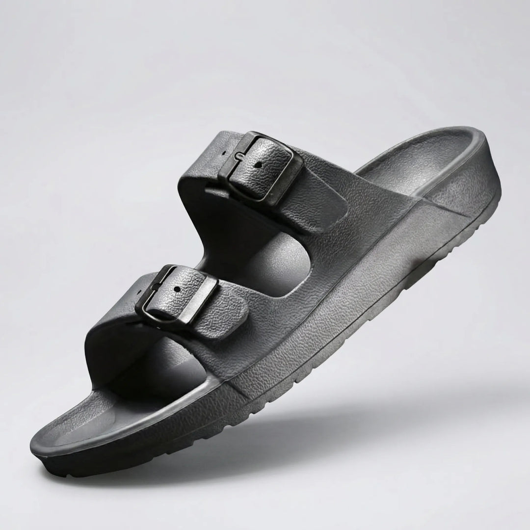 Buckivo - Double Buckle Open-Toe Slide Sandal
