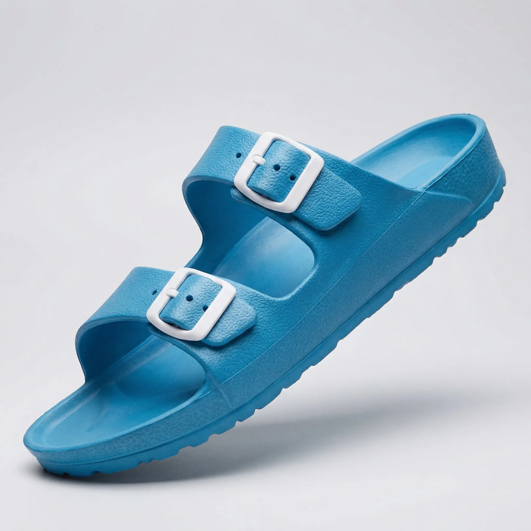 Buckivo - Double Buckle Open-Toe Slide Sandal