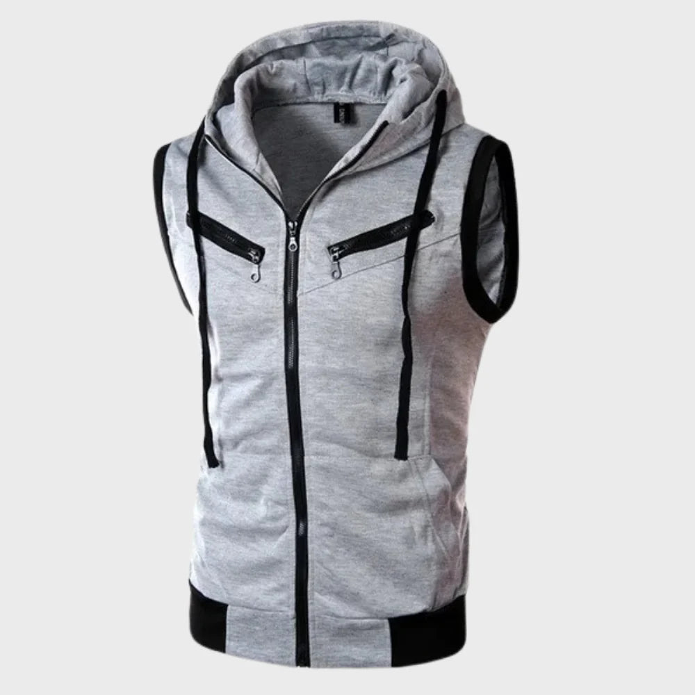 Gilet senza maniche con cappuccio da uomo