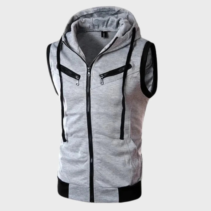 Gilet senza maniche con cappuccio da uomo