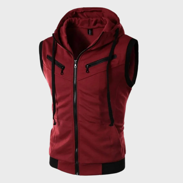 Gilet senza maniche con cappuccio da uomo