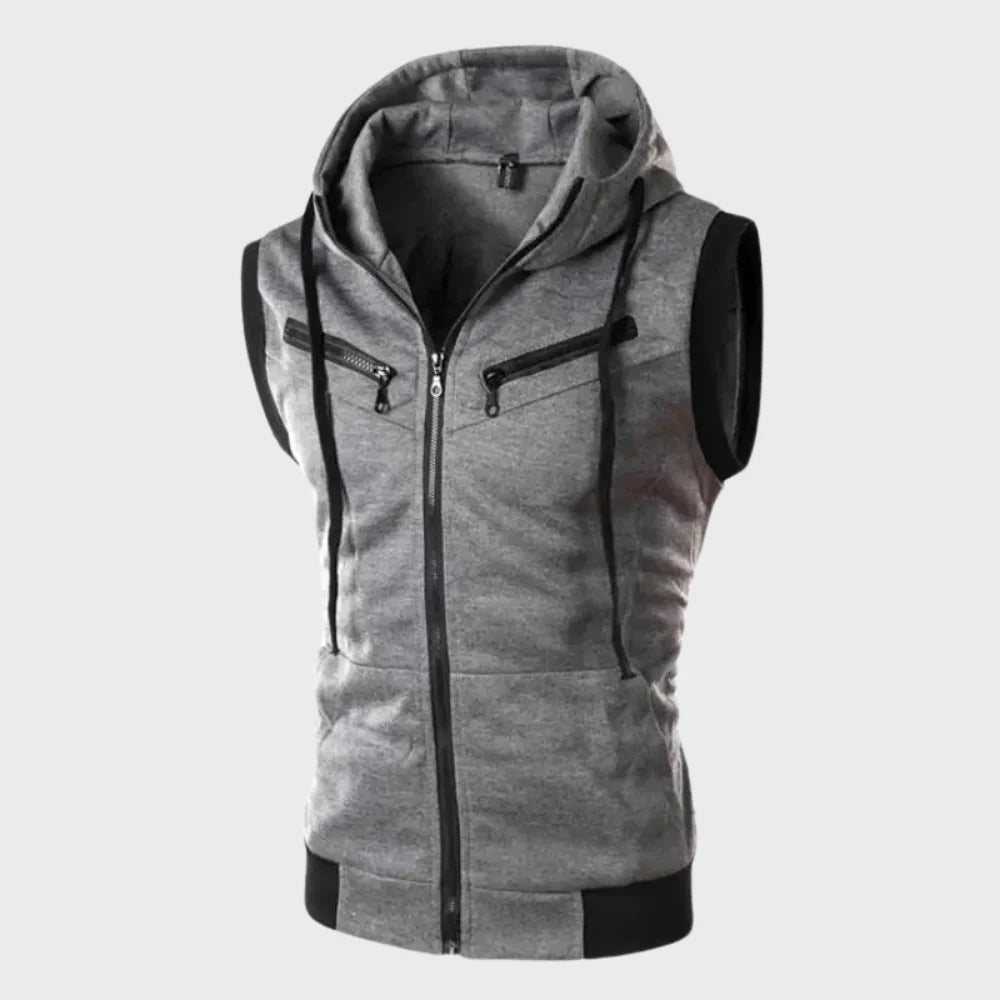Gilet senza maniche con cappuccio da uomo