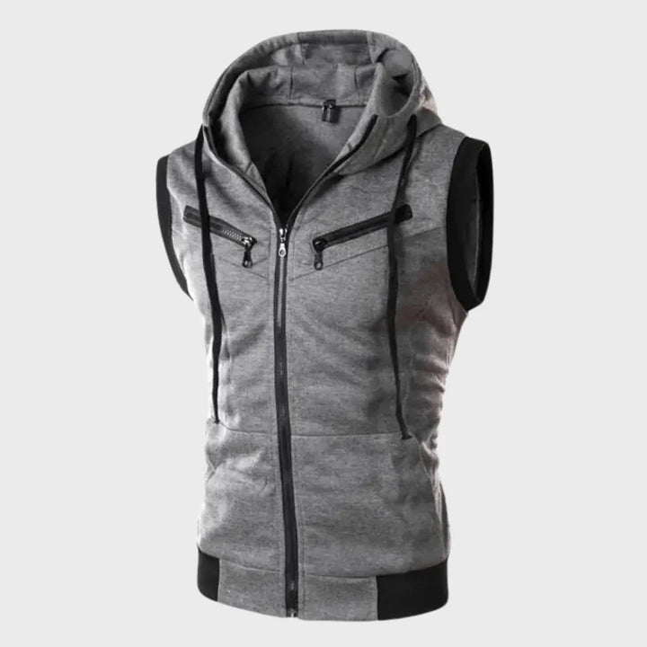 Gilet senza maniche con cappuccio da uomo