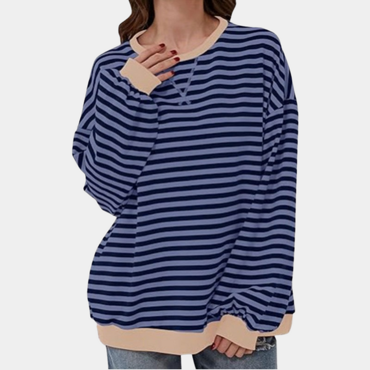 Maglietta a maniche lunghe a righe oversize da donna