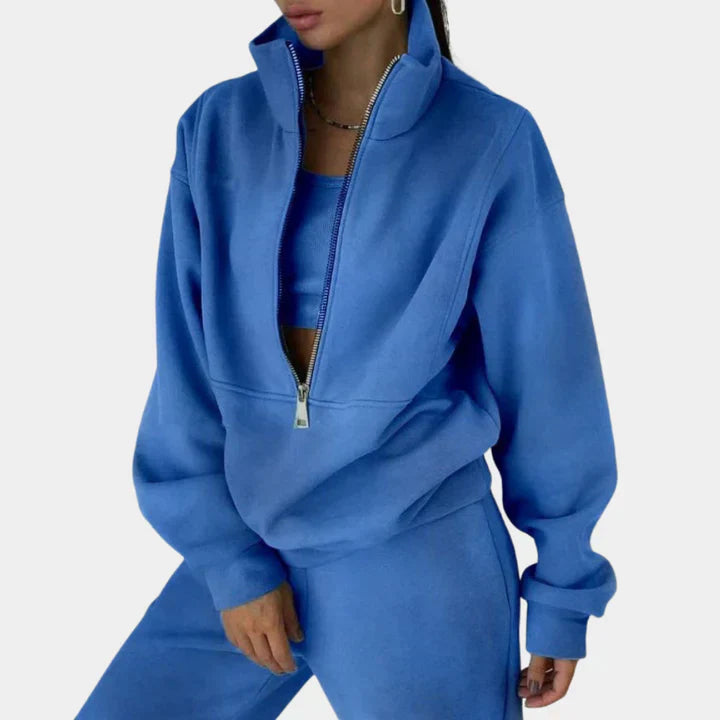 Comoda felpa da tuta con zip da donna