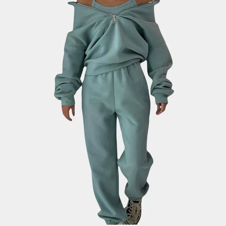 Comoda felpa da tuta con zip da donna
