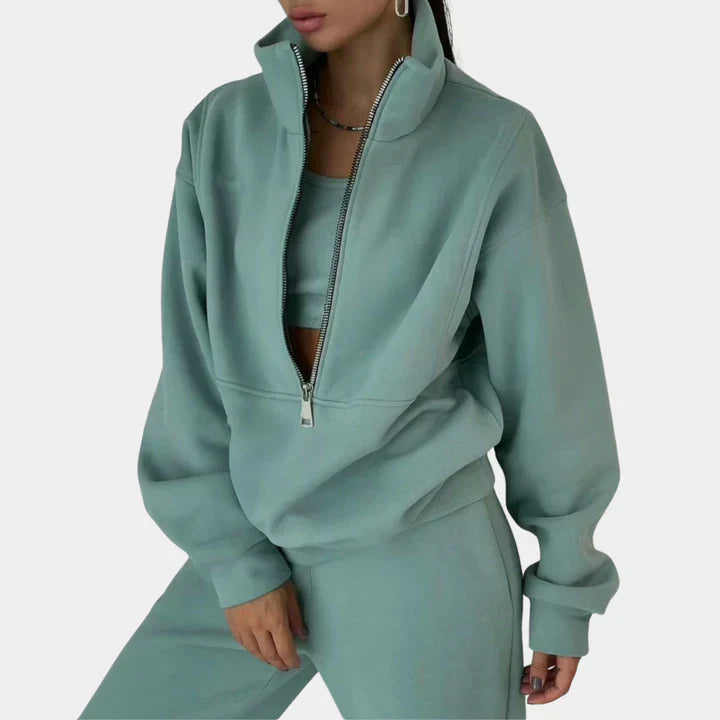 Comoda felpa da tuta con zip da donna