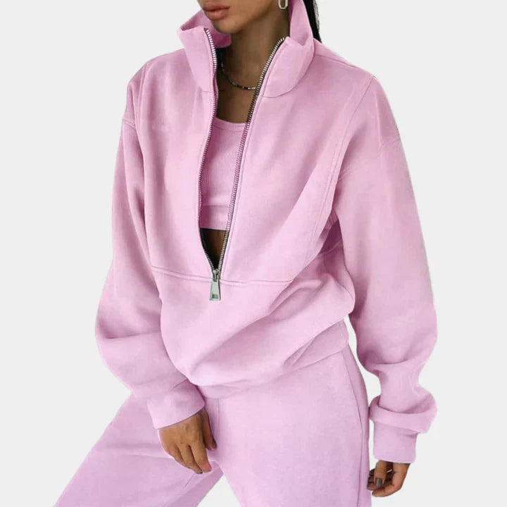 Comoda felpa da tuta con zip da donna