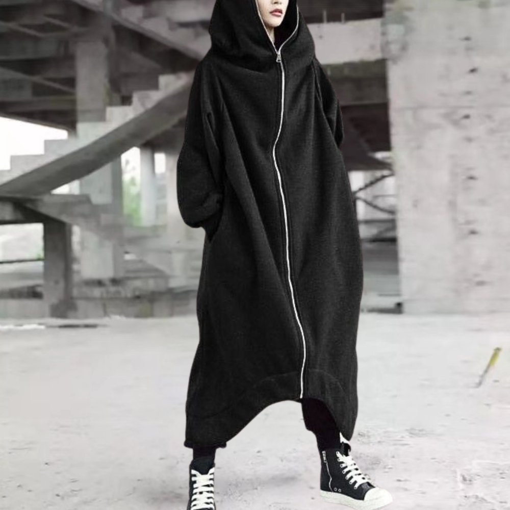 Cappotto da donna oversize con cappuccio e cerniera: eleganza e comfort per ogni stagione