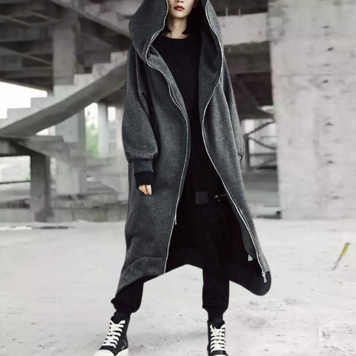 Cappotto da donna oversize con cappuccio e cerniera: eleganza e comfort per ogni stagione