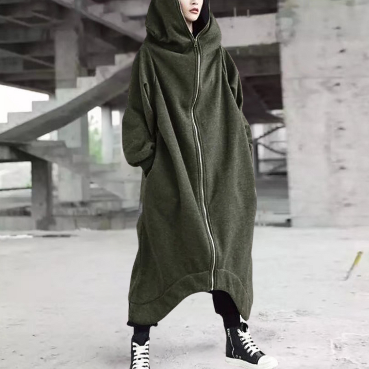 Cappotto da donna oversize con cappuccio e cerniera: eleganza e comfort per ogni stagione