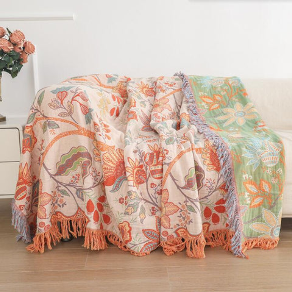 Coperta Tassel Floreale Rustica