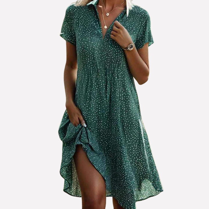 Abito Camicia Midi a Maniche Corte per Donne