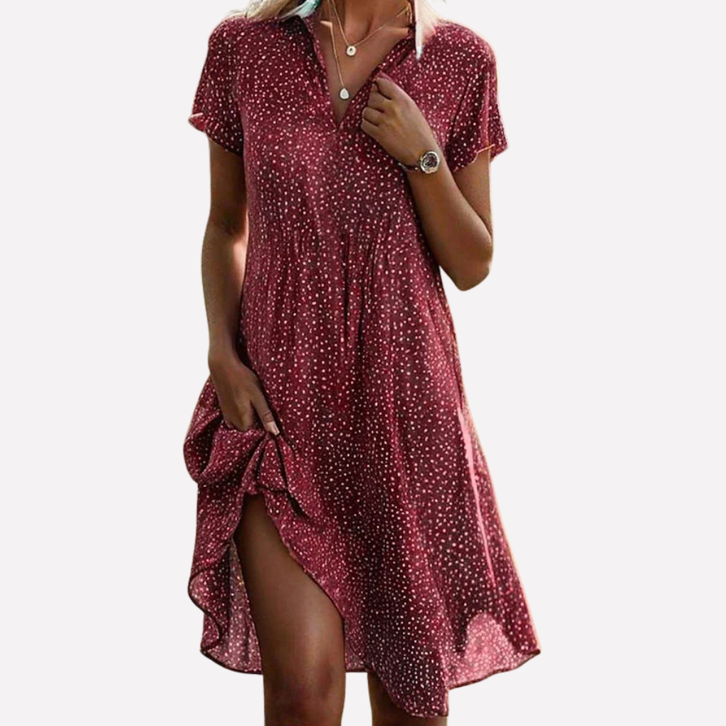 Abito Camicia Midi a Maniche Corte per Donne