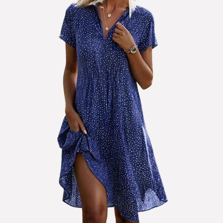 Abito Camicia Midi a Maniche Corte per Donne