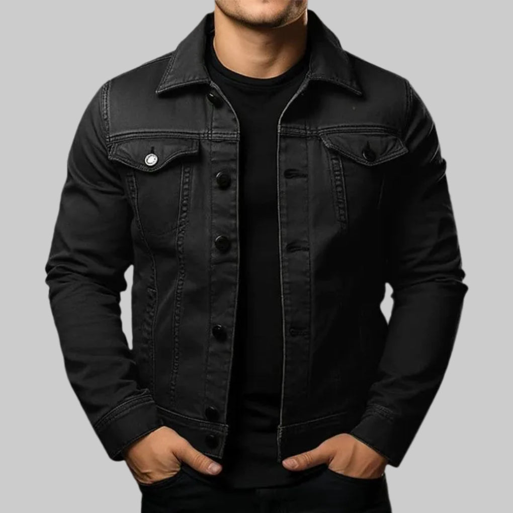 Giacca Denim Solida Casual per Uomini