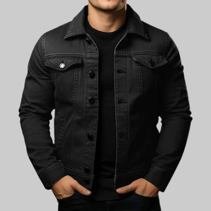 Giacca Denim Solida Casual per Uomini