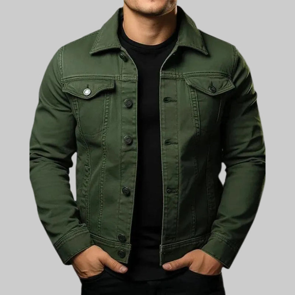 Giacca Denim Solida Casual per Uomini