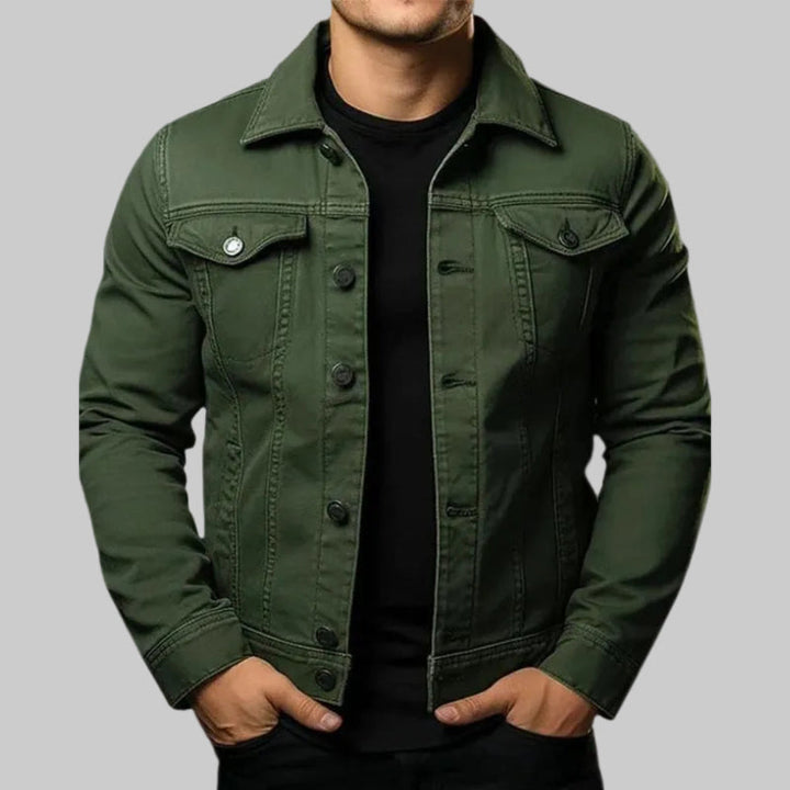 Giacca Denim Solida Casual per Uomini
