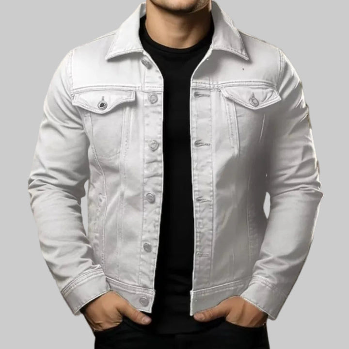 Giacca Denim Solida Casual per Uomini