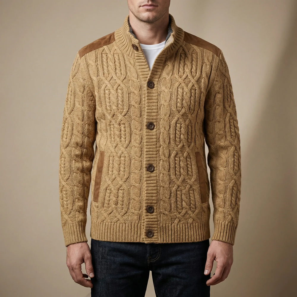 Cablvern - Cardigan a trecce foderato in pile