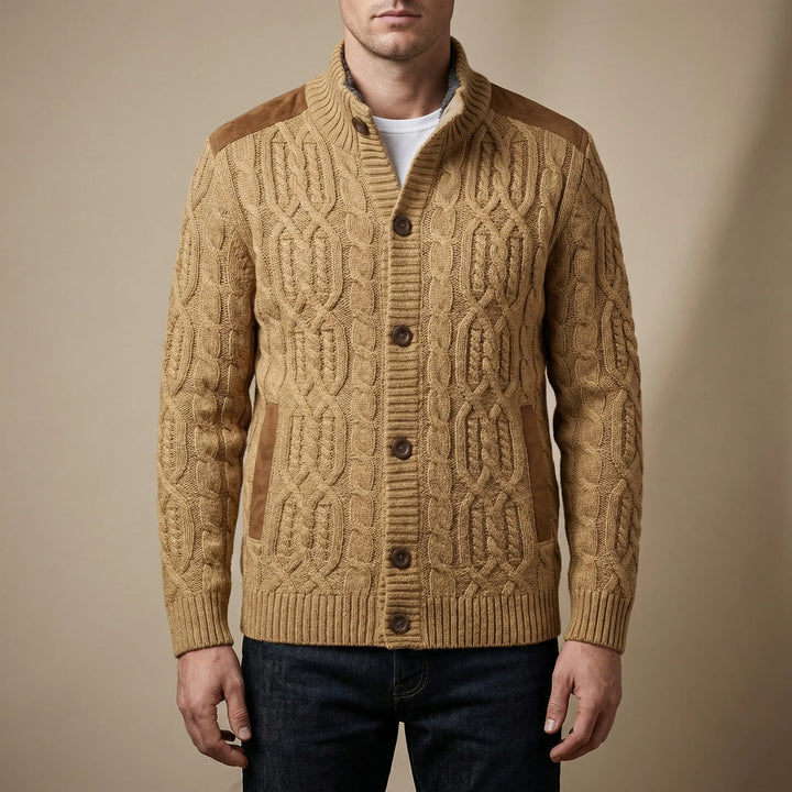 Cablvern - Cardigan a trecce foderato in pile