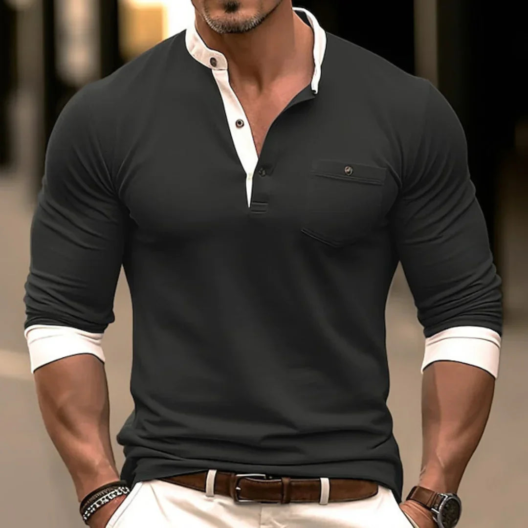 Camicia a maniche lunghe in misto cotone da uomo