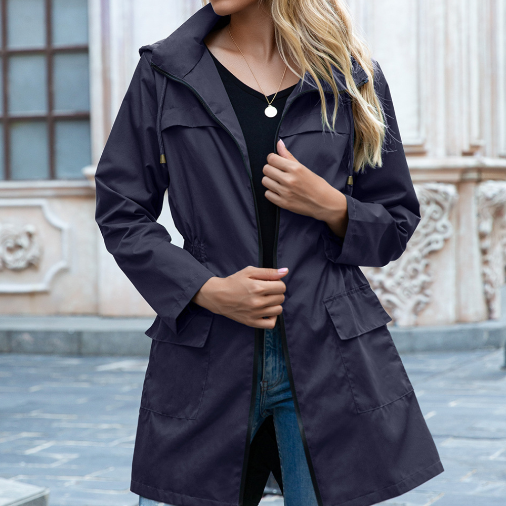 Trench lungo blu per dame