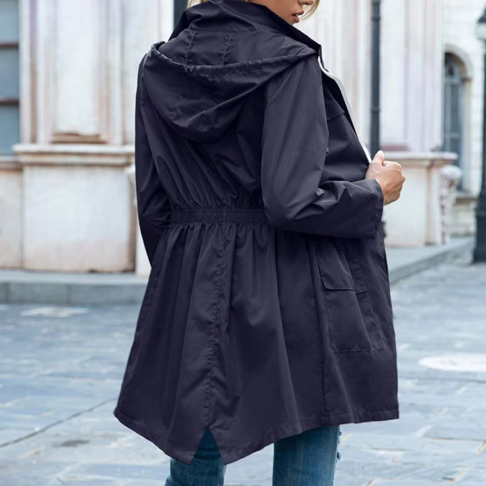 Trench lungo blu per dame