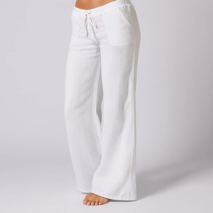 Pantaloni Casual Morbidi in Misto Lino per Donne