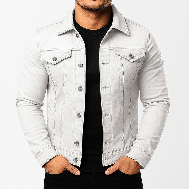 Giacca casual da uomo in denim a tinta unita