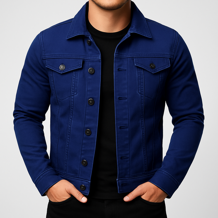 Giacca casual da uomo in denim a tinta unita