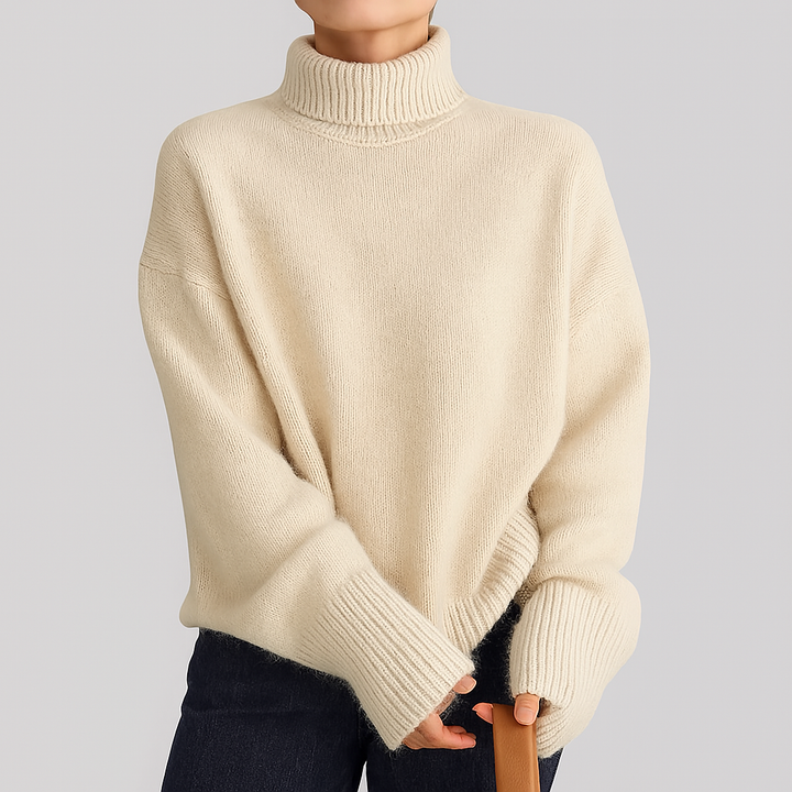 Pullover in Lana Fine Spesso con Collo Alto per Donne