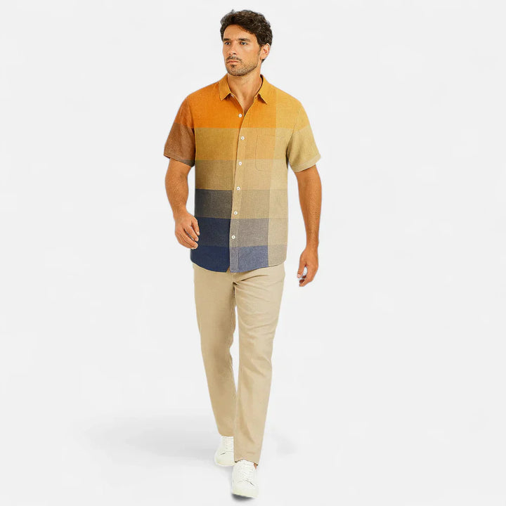 Men’s Premium Linen Artistic Print Short Sleeve Shirt