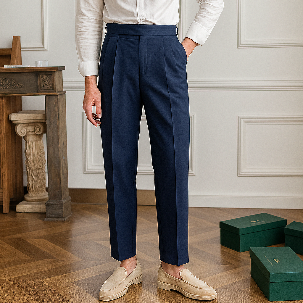 Pantaloni eleganti da uomo a vita alta e vestibilità slim