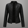 Giacca Biker da Donna Effetto Pelle con Collo Alto