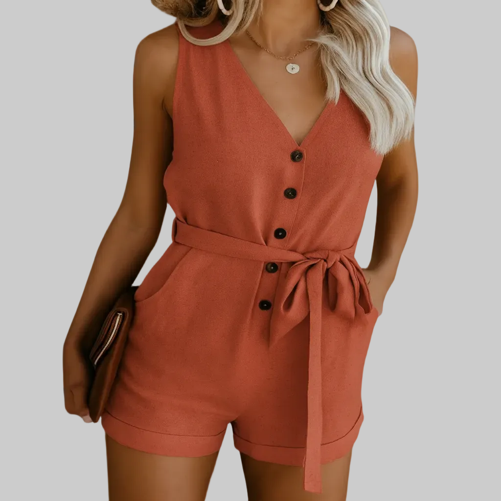 Tuta Estiva Leggera da Donna con Scollo a V